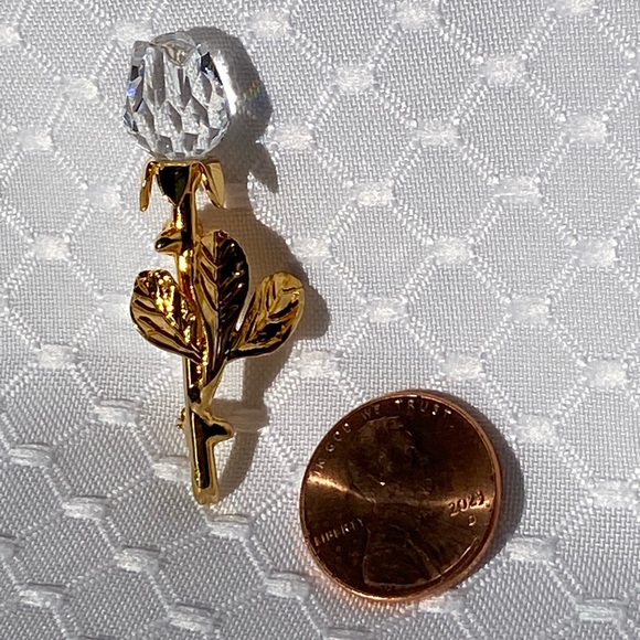 Swarovski Swan Clear Crystal Rose Gold Brooch Pin - Picture 3 of 12